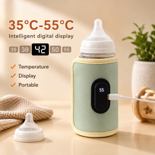 Portable USB Baby Milk Bottle Warmer sleeve with Intelligent Digital Temperature Display (35°C – 55°C)