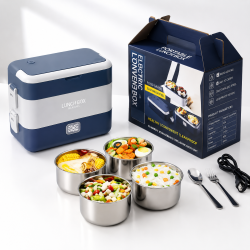 Multi-Layer Electric Heating Lunch Box with 4 Stainless Steel Containers (2.4L, 60W)