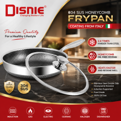 Disnie 24cm–30cm SUS 316 Honeycomb Frypan With Lid