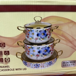 Enamol Casserole 6 Pcs Set With Lid | Premium Cooking &amp;amp;amp;amp; serving Set